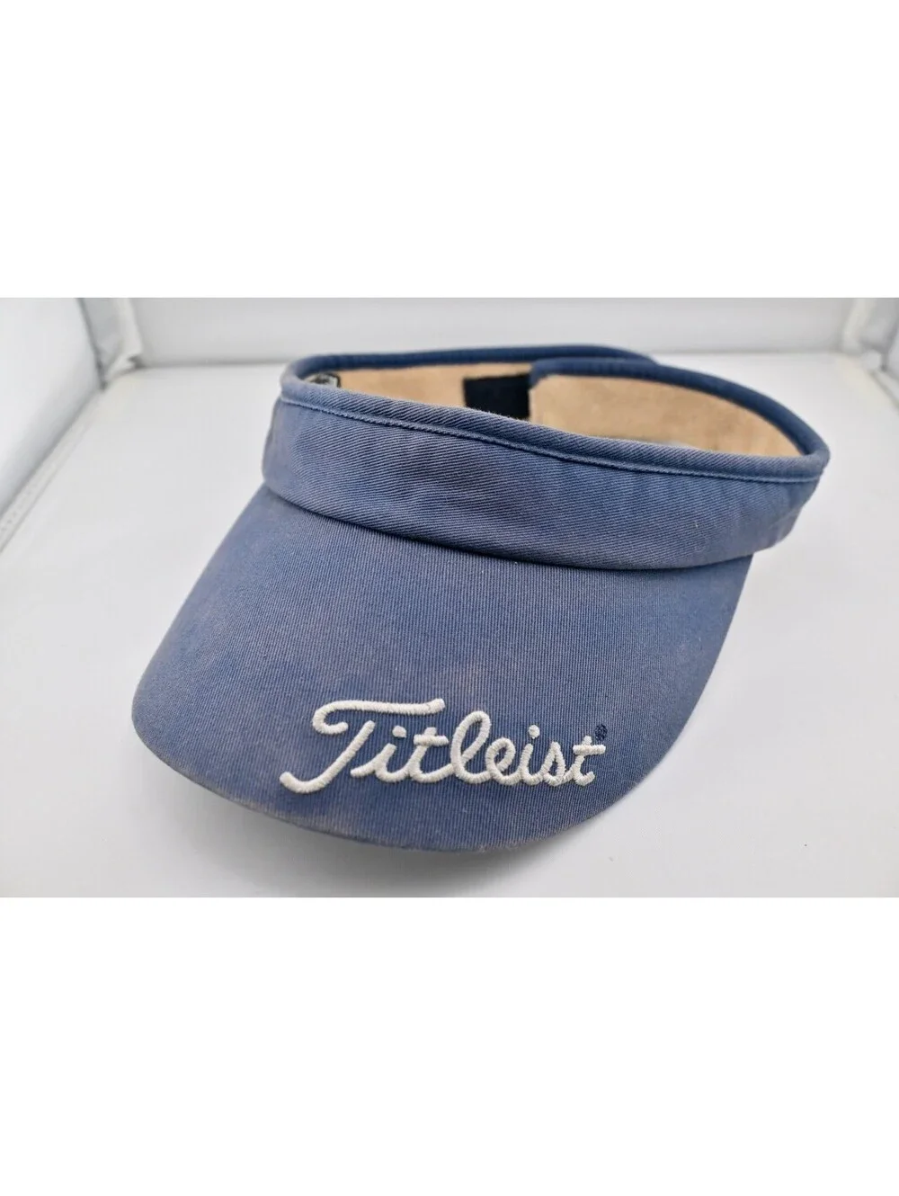 Vintage Titleist Womens Blue Wide Visor Plaid Inside Embroidered Reversable EUC